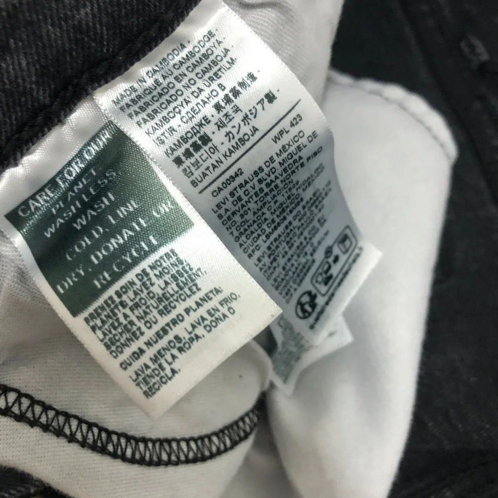 Levis 514 Straight Fit Jeans‎ Mens 38x32 Faded Black Denim Pants